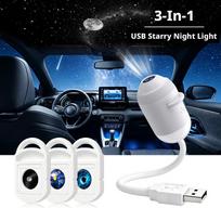 USB automobilinis žvaigždžių projektorius naktinis šviestuvas lankstus HD žvaigždėtas dangus planeta mėnulis juodoji skylė projekcinė lempa automobilio miegamojo atmosferos lempa 1 set gray