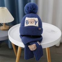 Neck Scarf Baby Hat Scarf Set Solid Color Children's Ear Protection Hat Kids Crochet Hat  Boys