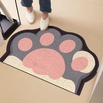 Cute Cat Litter Mat Litter Box Mat Litter Trapping Mat Soft on Kitty Paws Anti Slip Pet Accessories Door Floor Mats Bathroom Mat beige