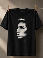 Amy Winehouse Close Side Profile In Stark Contrast With Elegant Minimalist Portrait Style Unisex Unisex All TShirt 4XL gray