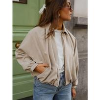 Women S Loose Batwing Sleeve Solid Lightweight Jacket Off White S gray