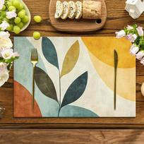 Mid Century Modern Design Table Mat 4pc  Washable Easy Care Placemat For Coffee Table And Living Room Decor 4PCS yellow