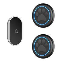 Cartoon Wireless Touch Dog Doorbell: Dual Dog Training & Electric Entry System black