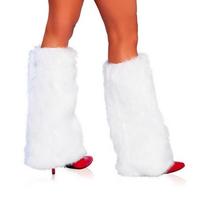 Soft Fluffy Faux Fur Leg Warmers Solid Color Warm Knee Sleeve  Halloween Party white
