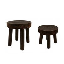 Round Solid Wooden Step Stool Portable One Step Stool Plant Stand for Bedroom Bathroom Kitchen Brown