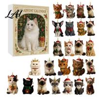 Christmas Advent Calendar Calendar 24 Day Countdown Box with Cat Dog Festival Atmosphere Decor Cow Acrylic Ornaments Festive Tree Hanging G beige