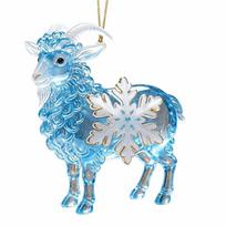 Acrylic Goat Pendant with Snowflake Goat Car Ornament Goat Hanging Ornament  Christmas Tree Decor Blue white