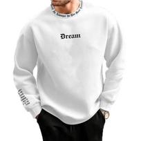 Autumn Winter Men Solid Color Outdoor Fitness Sweatshirt Round Neck Long Sleeve Long Sleeve Thick Loose Soft Warm Mid Length Men Casual Pullover Top XXL
