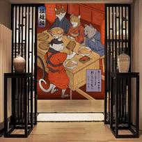 Šiaurės šalių durų pertvara Virtuvė Užkandžių parduotuvė Restoranas Užuolaidos Japoniškas suši Dharma Žuvies durų užuolaidų spausdinimas Miegamojo langas 60x90cm beige