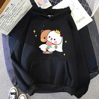 Dudu and Bubu Get Married Hoodies for Women Clothing Kawaii Cute Panda Bear Sweatshirts Fleece Sudaderas Aesthetic Pullover 3XL gray