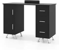 Manikiūro stalas su 3 stalčiais, juodas, 108 x 45 x 76 cm