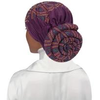 Full Diamonds Women's Donut Turban Cap Elastic Muslim Headscarf Bonnet Female Headband Hat African Caps Lady Hair Accessories blue