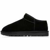 Winter Men's Platform Snow Boots Solid Color Indoor Slippers Cow Suede Leather Outdoor Comfy Sheep Fur Lined Short Ankle Boots 35