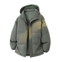 Men's Solid Color Hooded Fleece Lined Jacket  Casual And Warm Outerwear For Couples M gray
