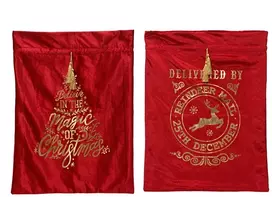 Party Deco Nežinomas Kalėdų senelio maišas Decoris Velvet 374135, raudonas, 80 cm