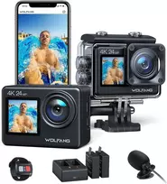 WOLFANG veiksmo kamera 4K 24 MP su Wi-Fi, EIS stabilizavimu ir 40 m atsparumu vandeniui GA200