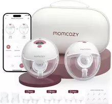 Momcozy M5 dvigubas nešiojamas elektrinis pientraukis su programėle, raudonas