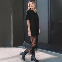 Summer New Plus Size Lace Patchwork Dress, Solid Color Casual Slimming Fashion Personalized Dress for Women S
