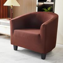 Solid Club Chair Furniture Slipcover Stretch Barrel Chair Covers Printed Tub Dining Chair Slipcovers Soft Spandex Armchair Couch Furniture Cover 1 piece brown