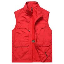Men's Casual Spring Summer Stand Collar Vest Solid Multi-Pocket Sleeveless Jacket Plus Size Quick Dry Gilet with Pockets M