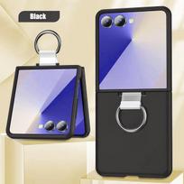Luxury With Grip Ring Case for Samsung Galaxy Z Flip 7 6 5 4 3 ZFlip7 ZFlip6 Finger Buckle Solid Color Matte Shockproof PC Cover Galaxy Z Flip7 FE tamsiai žalia spalva