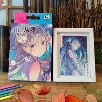 54Pcs Cards Anime Poker Cards Re:Life In A Different World From Zero Cosplay Board Game Cards Hardcover Collection Gift Box gray