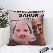 Pillow Cover John Pork Tung Sahur Calling Brainrot Meme  Funny Pillow Case For Living Room Sofa Pillowcases 40X40CM gray