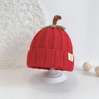Soft Pumpkin Toddler Beanie Solid Color Warm Crochet Bonnet  Autumn And Winter
