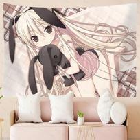 Kasugano Sora Bunny Girl Anime Tapestry Yosuga No Sora Wall Hanging Aesthetic Poster Bedroom Dorm Home Decor 100X70CM gray