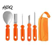 Pumpkin Scoops And Scrapers Halloween Carving Tools Kit Stainless Steel Blades Anti-slip Fruit Vegetable Set 7pcs