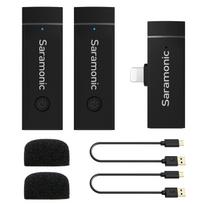 iPhone Wireless Lavalier Dual Microphone Vlog, Saramonic Blink GO D2 2.4GHz Dual Channel Wireless Microphone System, for Smartphones, Tablets, PCs,