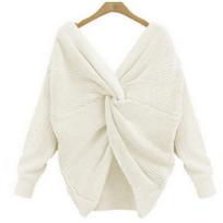 Women S Solid Color Knit Long Sleeve Basic Sweater European Style S