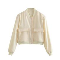 Willshela Women Fashion Solid Bomber Jackets Coat With Pockets V-Neck Single Breasted Long Sleeves Female Chic Lady Outfits S beige