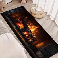 1Pcs Burning Fireplace Flame Non-Slip Washable Area Rug Runner for Entryway, Living Room, Bedroom & Patio 60X180cm white