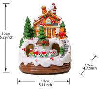 Illuminated Christmas Gingerbread Village House with LED Light And Music Train Display Tabletop Holiday Building Figurine Decor gray