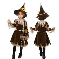 Halloween Adult Children Wizard of Oz Scarecrow, Masquerade Party Play Parent-Child Costumes XL black