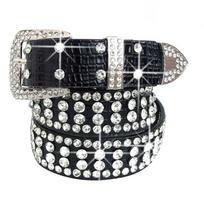 Studded Rhinestone Belts Cowgirl Bling Belt Rhinestone Waistband Belt Jeans Belt juoda