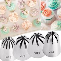 Big Size Stainless Steel Rose Flower Nozzles Icing Piping Cream Cake Russian Partry Tips Cupcake Decorating Baking Tool 901 white