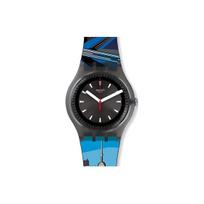 Swatch Destination City Limited Edition Quartz Movement 30m Water Resistant Watch 41mm Blue Dial Plastic Case Silicone Strap Unisex watches SUOZ271 Blue Black black