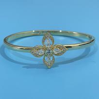 Four-petal Flower, Four-leaf Clover Open Bracelet, Light Luxury and High-end Stone Water Drop Flower Bracelet Bracelet One Size(16-22CM) gray