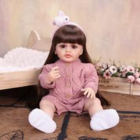 KEIUMI 55 cm Baby Reborn Doll Full Body Silicone Vinyl Realistic Girl Playmates Newborn Baby Doll Christmas Gift 22 inch about 55 cm brown