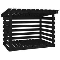 Firewood Rack Black 108x73x79 cm Solid Pine Wood