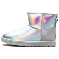 UGG CLASSIC MINI Iridescent Calfskin Short Snow Boots Women's Glacier Gray 1153532-GCGR 38 pilka spalva