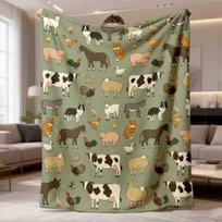 New Arrival Sheep & Cow Flannel Blanket - Hypoallergenic Bedspread Suitable for All Seasons, Bohemian Cow & Sheep Bedding, Perfect Gift for, Birthdays 100X150CM gray