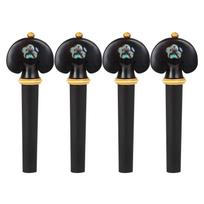 4 vnt. smuiko derinimo kuoliukai Raižyti juodmedžio abalono kriauklės Smuiko derinimo kuoliukai Tiuneriai Rankenėlės Atvira skylė Styginių instrumentų priedai 4pcs Violin Tuning Pegs black