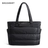 BAGSMART Women's Bag Solid Color Tote Bag Commuting College Padded Shoulder Bag Leisure Simple Female Handbags for Travel black