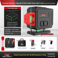 Delixi Green Light 12-Line High-Precision Infrared Laser Level for Outdoor Wall & Floor Mounting 8 Line Green Light, Basic