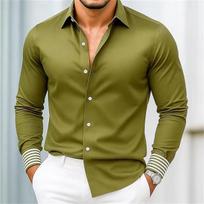 Business Men's Long Sleeve Shirt Simple Casual Solid Color 1D Printed Long Sleeve Casual Shirt Men's S
