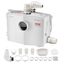 VEVOR Macerator siurblys, 1200W, 180 L/min(48 GPM) Srautas, 33 pėd./10 m kėlimo aukštis, Maceratoriaus nuotekų tualeto siurblys su 4 vandens įvadais 44 x 19 x 31 cm