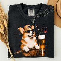 Funny Corgi Smoking Cigar T-Shirt,Funny Beer Dog Graphic Tee,Dog Meme Graphic Shirt,Corgi Mom Dad Shirt,Sarcastic Dog Meme Shirt 140 black